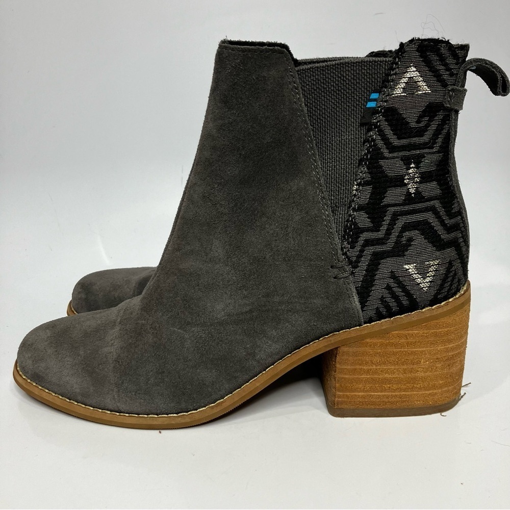 Toms Esme suede boots block heels gray size 7